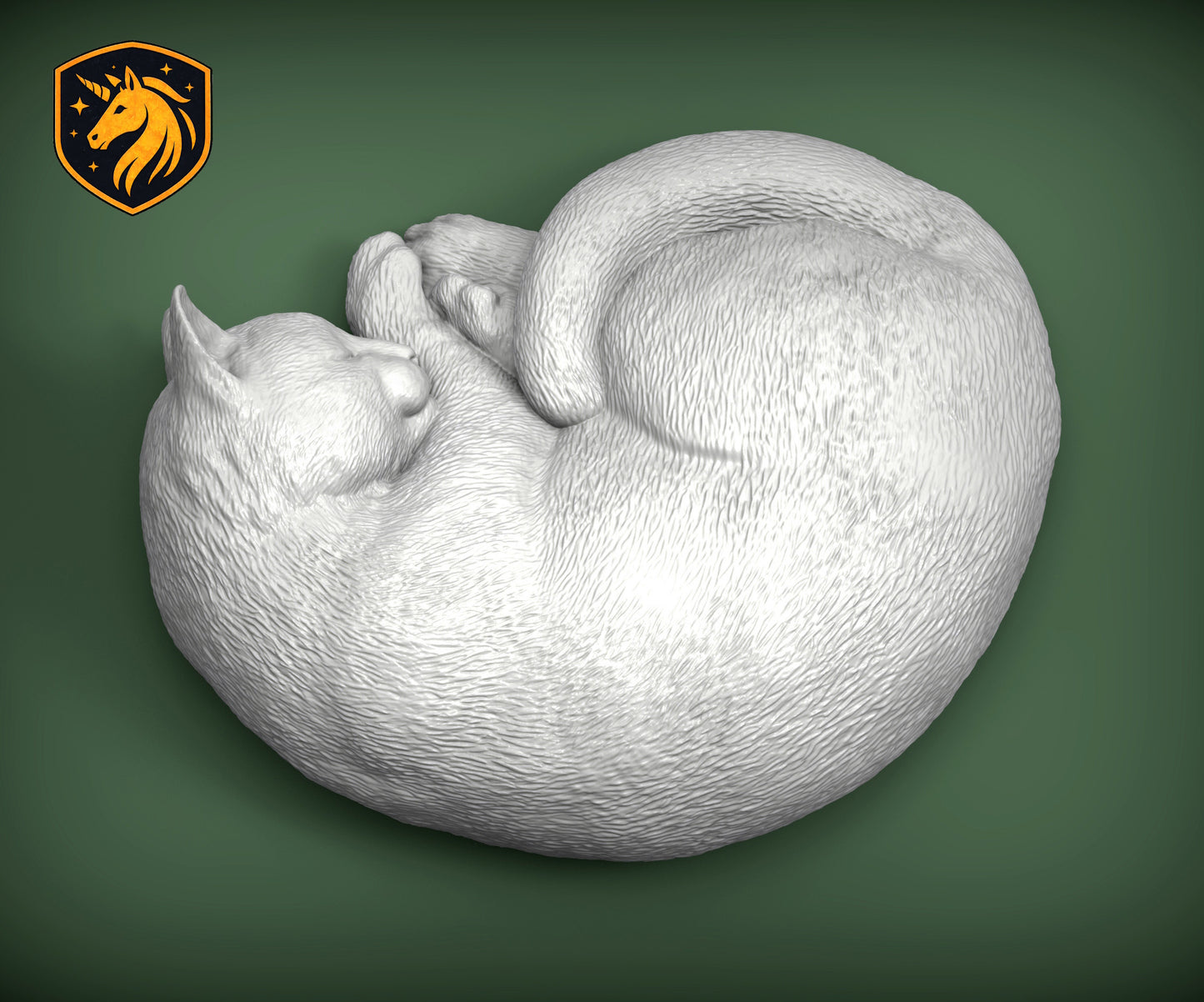 Sleeping Cat Curled Pose – Unpainted ABS Resin Model, Realistic Slumbering Cat Sculpture, Collector's Display Piece