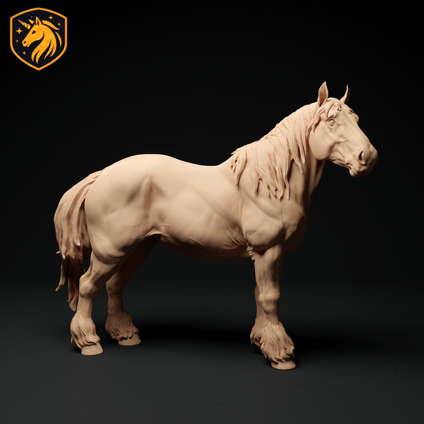 Suffolk Punch Horse Mare Resin Model | 1/6 Scale Available | Unpainted ABS White Resin