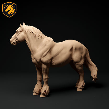Suffolk Punch Horse Mare Resin Model | 1/6 Scale Available | Unpainted ABS White Resin