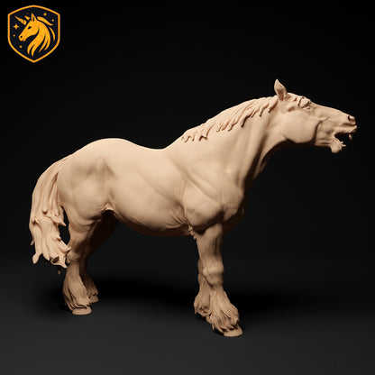 Suffolk Punch Horse Neigh Resin Model | 1/6 Scale Available | Unpainted ABS White Resin
