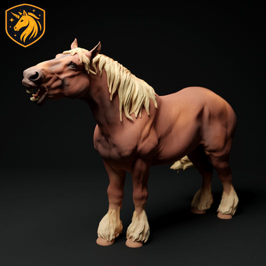 Suffolk Punch Horse Neigh Resin Model | 1/6 Scale Available | Unpainted ABS White Resin