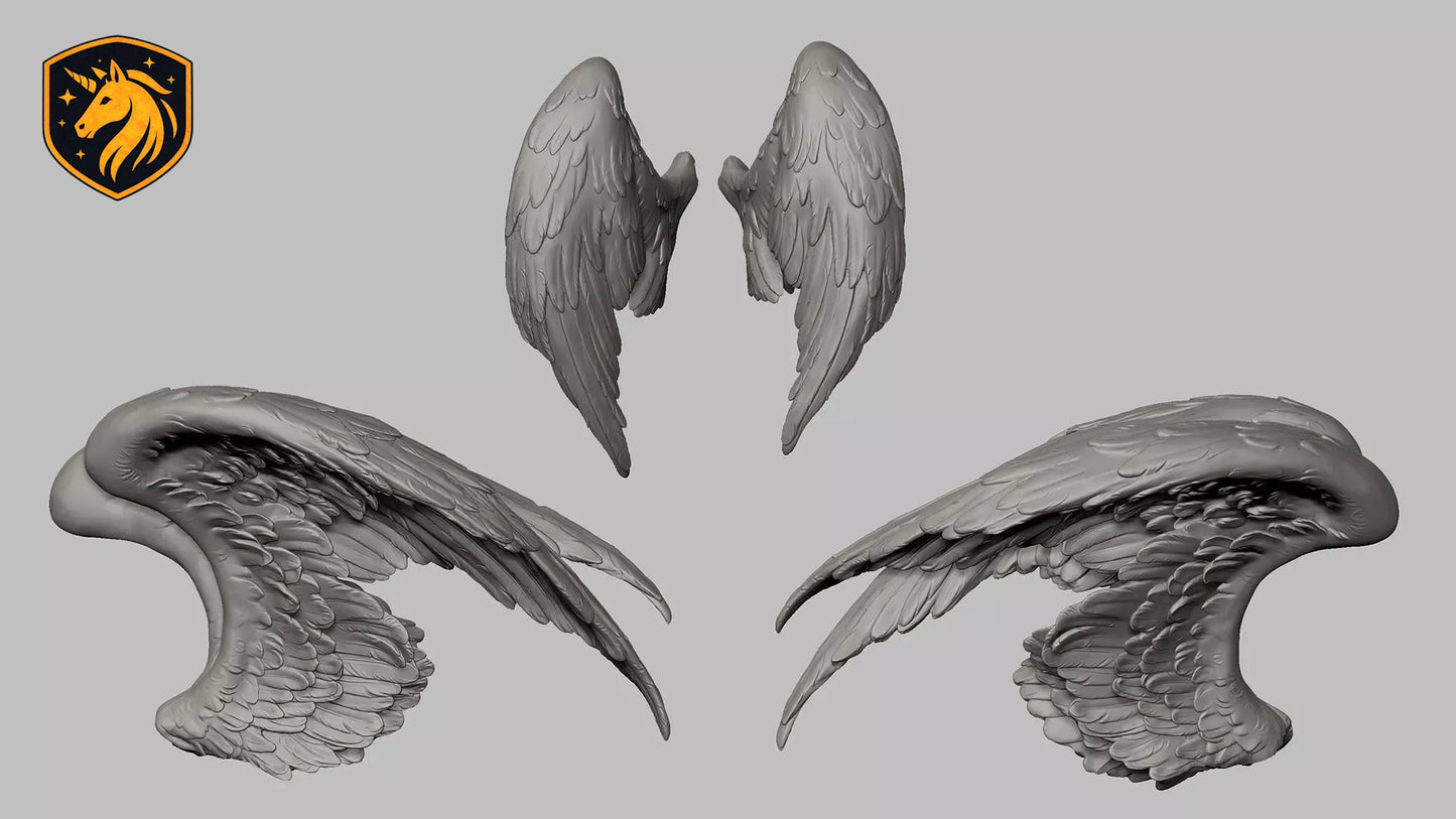 Angel Wings (Pair - Style 2) for Model Horse Artists – Unpainted Resin | All Scales Available