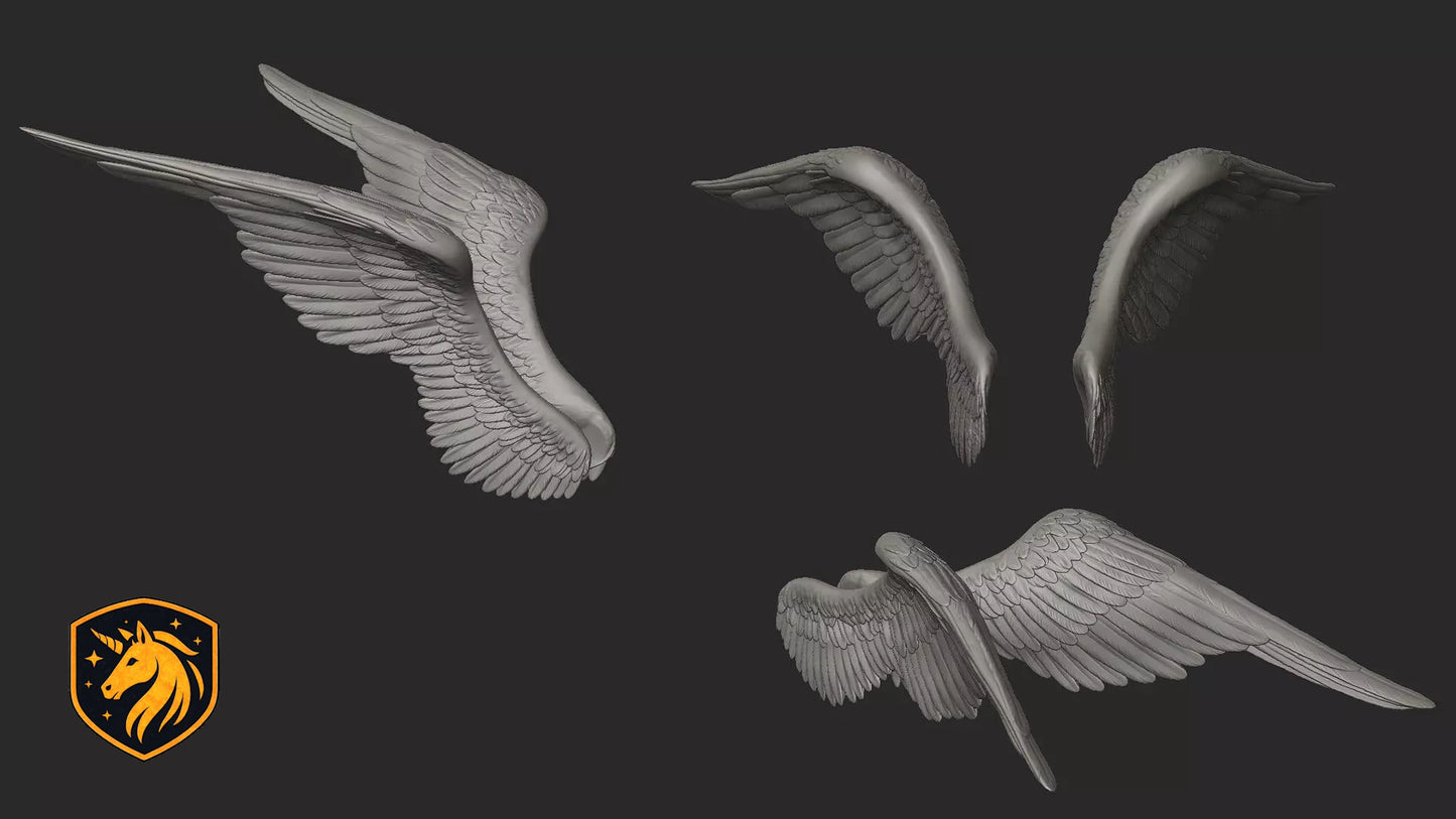 Angel Wings (Pair - Style 3) for Model Horse Artists – Unpainted Resin | All Scales Available